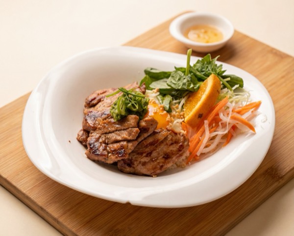 Lemongrass BBQ Rice · lemongrass-marinated chicken or pork over fragrant jasmine rice with salad and lemongrass paste
